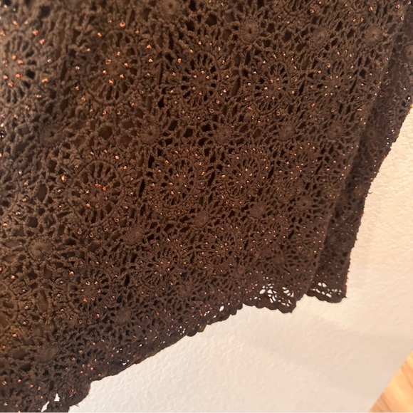 INC International Concepts Brown Crochet Beaded Tank Top 2X Wool Blend Classic - Picture 4 of 8